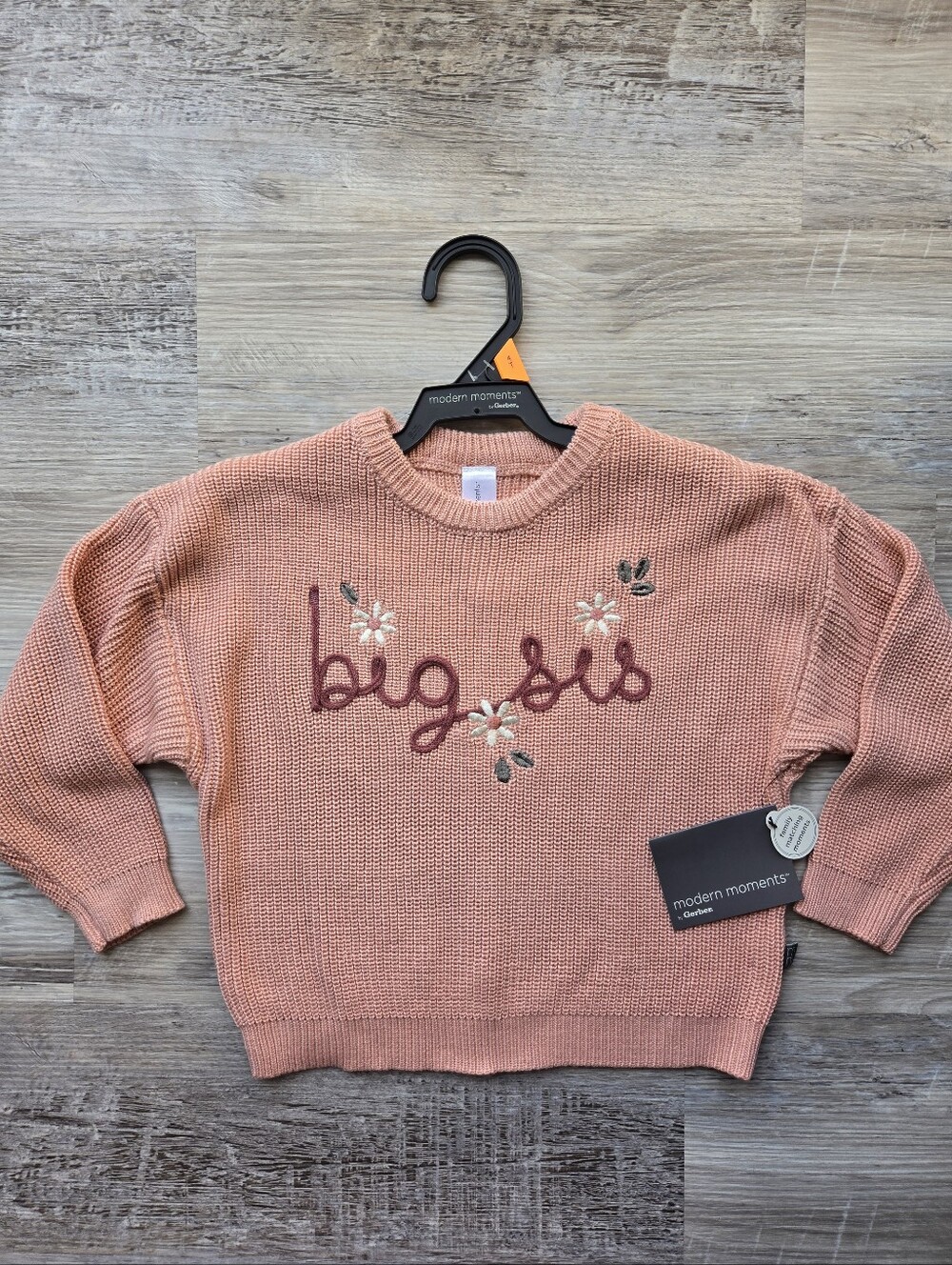 NWT Modern Moments Gerber Pink 'Big Sis' Knit Sweater Size 4T